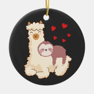 Llama Shirt roliga Alpaca Hearts Julgransprydnad Keramik