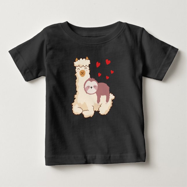 Llama Shirt roliga Alpaca Hearts T Shirt (Framsida)