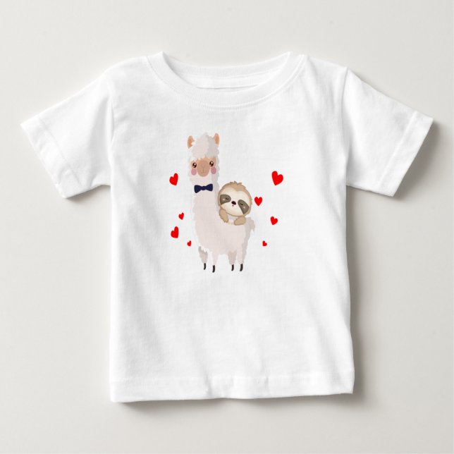 Llama Shirt roliga Alpaca Hearts T Shirt (Framsida)