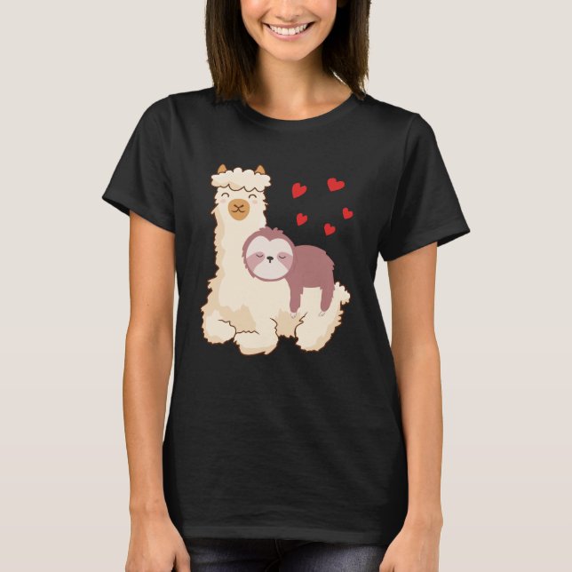 Llama Shirt roliga Alpaca Hearts T Shirt (Framsida)