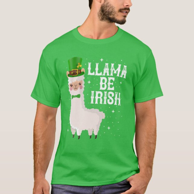 Llama ska vara Irish Shamrock St. Patrick's Day Sa T Shirt (Framsida)