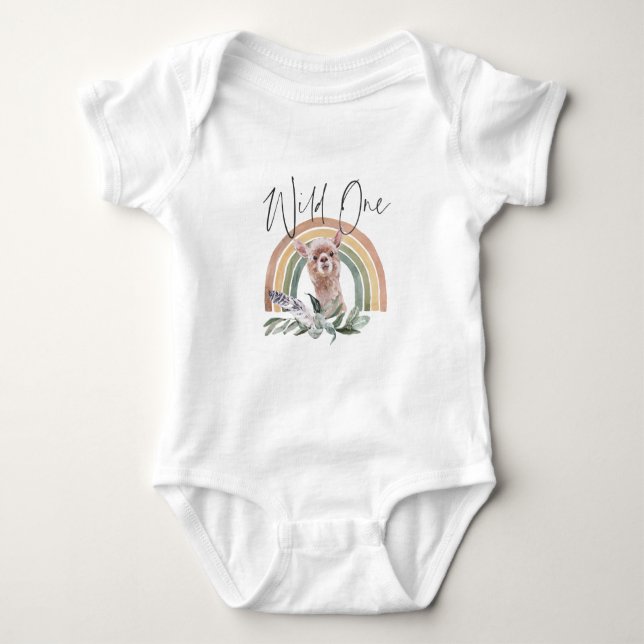 Llama | Skogs- och skogsdjur 1-årsdag T Shirt (Framsida)