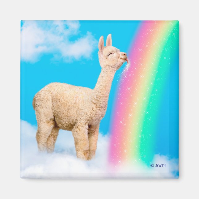Llama Slickande regnbåge Magnet (Framsidan)