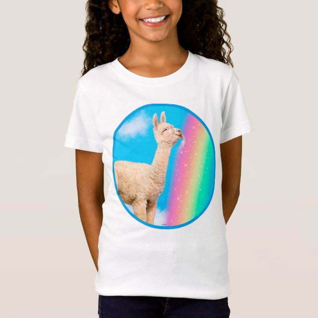 Llama Slickande regnbåge T Shirt (Framsida)