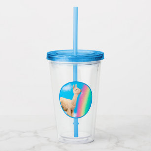 Llama Slickande regnbåge Take Away Mugg