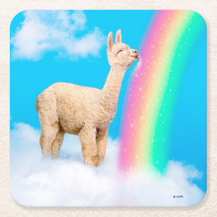 Llama Slickande regnbåge Underlägg Papper Kvadrat