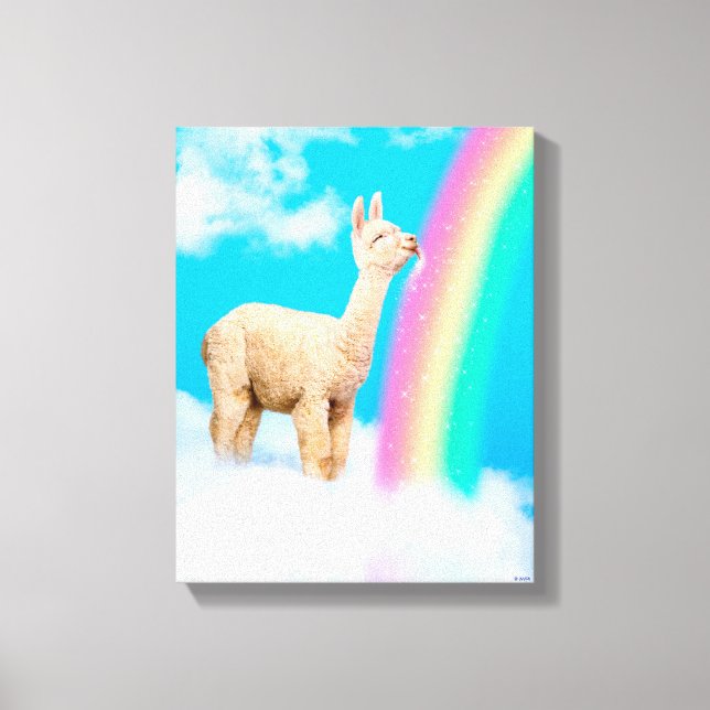 Llama Slickar Rainbow Canvastryck (Framsida)