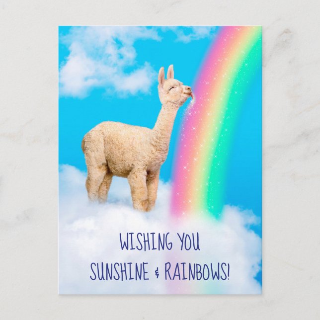 Llama Slickar Rainbow Inbjudan Vykort (Framsida)