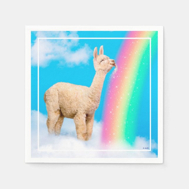 Llama Slickar Rainbow Pappersservett (Framsidan)