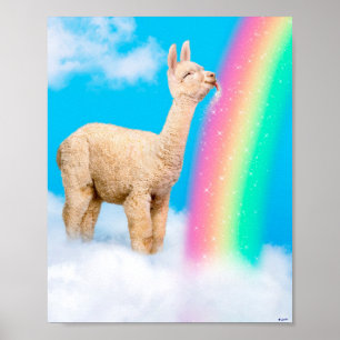 Llama Slickar Rainbow Poster