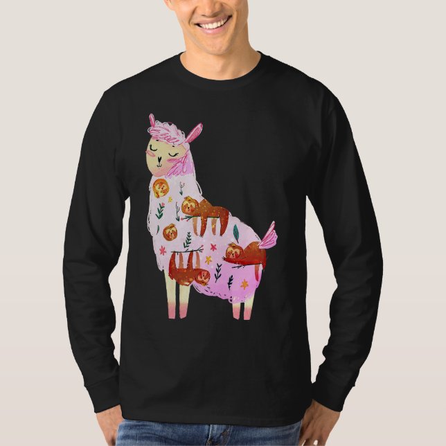 Llama Sloth Cute T Shirt (Framsida)