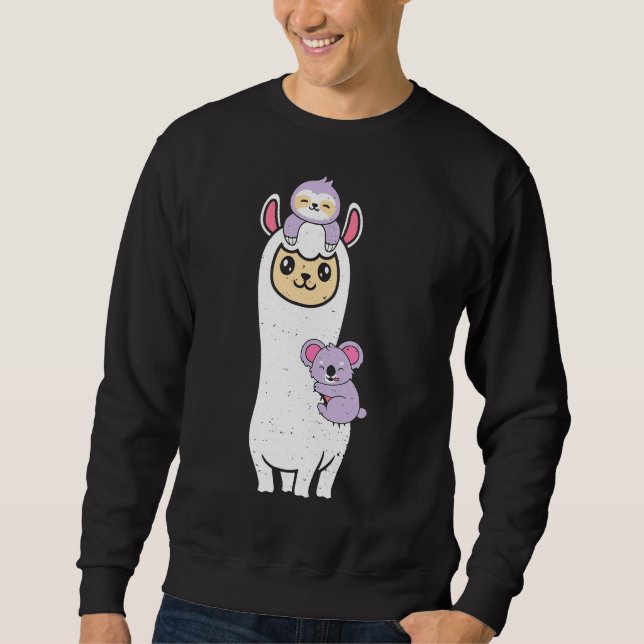 Llama Sloth och Koala Sloth Lång Ärmad Tröja (Framsida)