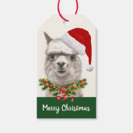 Llama Smiles Cute Jul Personalize Gift Märkre Presentetikett