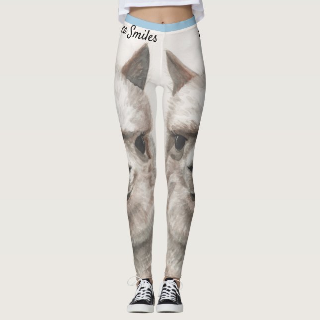 Llama Smiles Original Art Workout Leggings (Framsida)