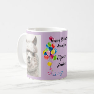 Llama Smiles Roligt Kaffe Mugg Tea Kopp Grattis p