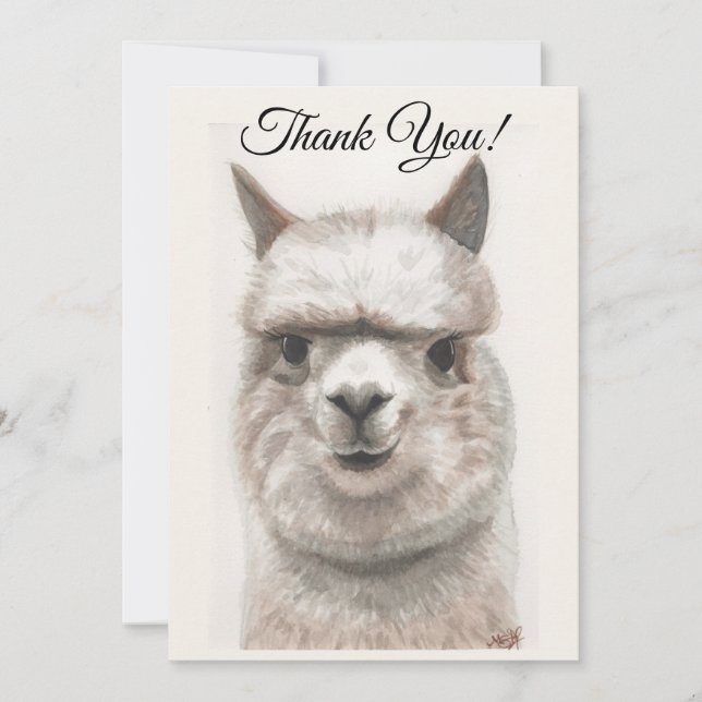 Llama Smiles Tackkort Card Tack Kort (Framsida)