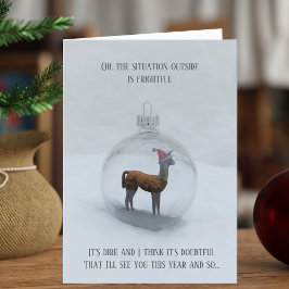 Llama Snöbauble Roligt Julkort Helgkort