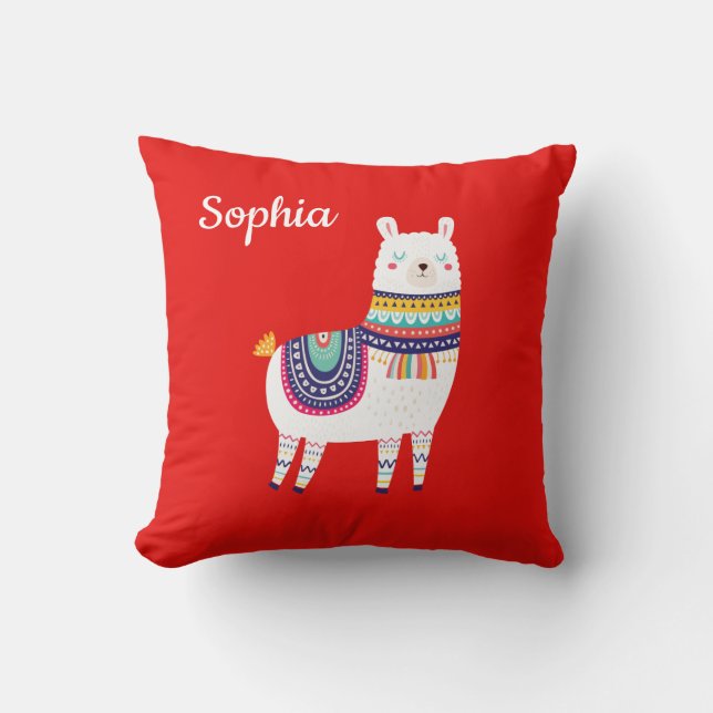 Llama Söt Anpassat Namn Kudde (Framsida)
