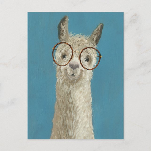 Llama Specs - Round Eyeglasses Vykort (Framsida)