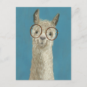 Llama Specs - Round Eyeglasses Vykort