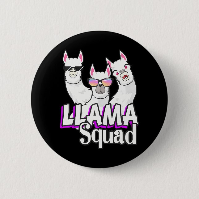 Llama Squad 80s Llama Animal Lover Cute Knapp (Framsida)