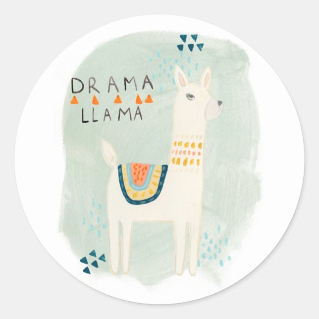 Llama Squad - Drama Llama Runt Klistermärke (Framsida)