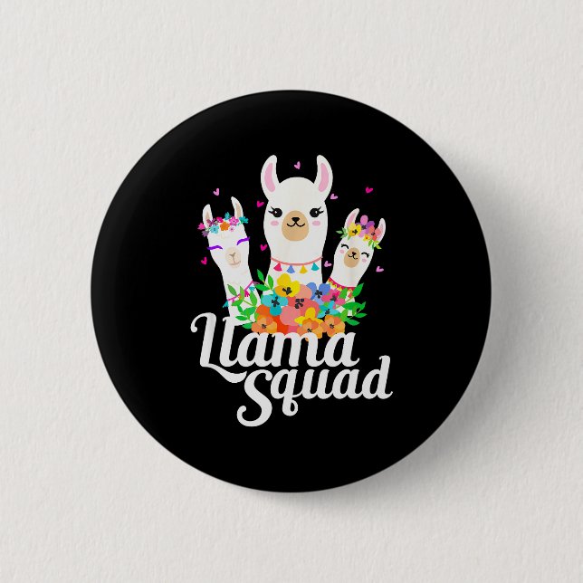 Llama Squad Funny Cute Llama Matching  Knapp (Framsida)