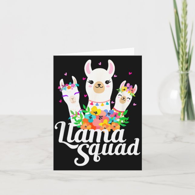 Llama Squad Funny Cute Llama Matching  Kort (Framsida)