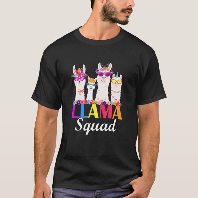 Llama Squad Funny Cute Llama Matching T Shirt (Framsida)