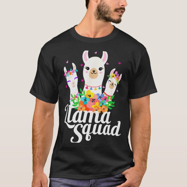 Llama Squad Funny Cute Llama Matching  T Shirt (Framsida)