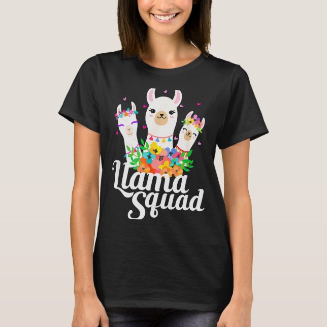 Llama Squad Funny Cute Llama Matching  T Shirt (Framsida)