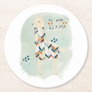 Llama Squad - ingen Prob-llama Underlägg Papper Rund
