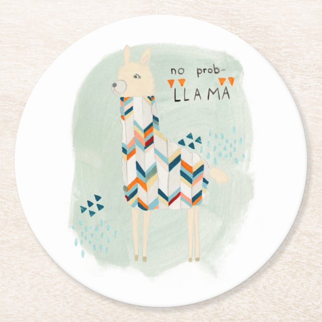 Llama Squad - No Prob-llama Underlägg Papper Rund (Framsidan)