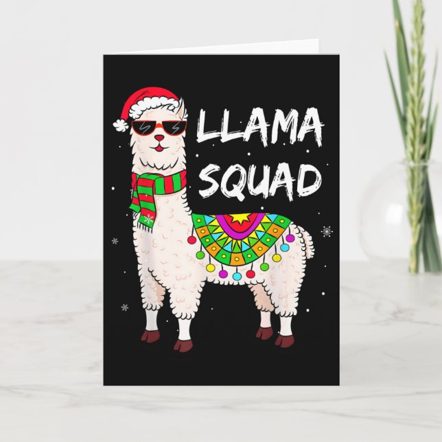 Llama Squad Roliga Llama Matchande Glas Merry Jul Kort (Framsida)