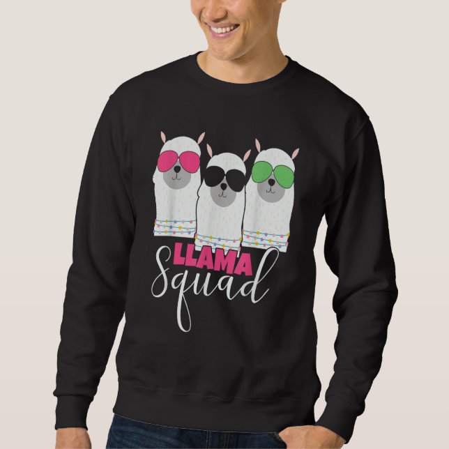 Llama Squad sunglasses Cute Alpaca Squad Llama Mam Lång Ärmad Tröja (Framsida)