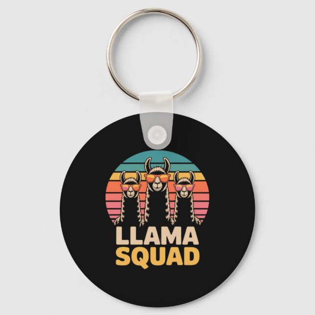 Llama Squad Sungles Coola Llamor Present Nyckelring (Framsida)
