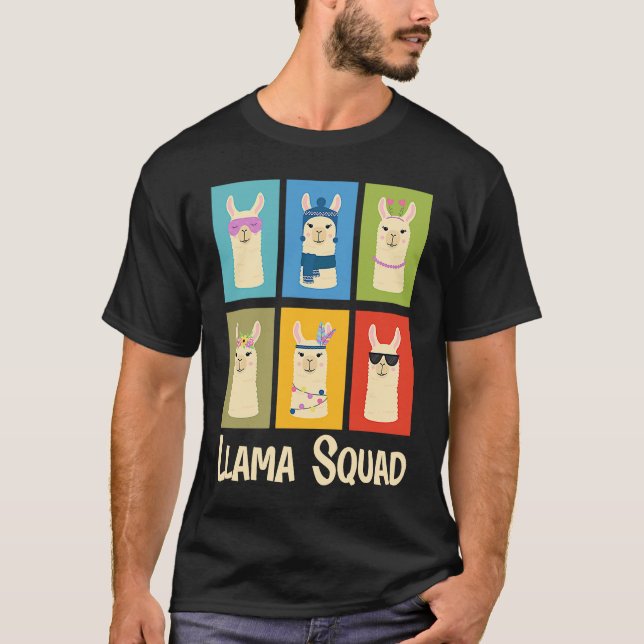 Llama Squad Team Llama Matching T Shirt (Framsida)