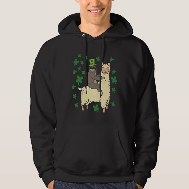 Llama St Patricks från Lomme Irish Sloth Hoodie (Framsida)