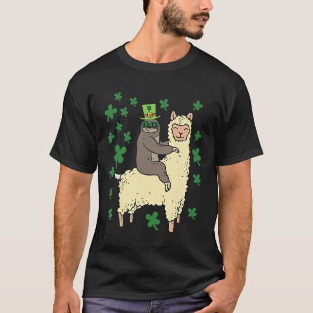 Llama St Patricks från Lomme Irish Sloth T Shirt (Framsida)