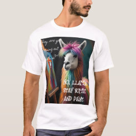 Llama Stanna hemma och måla konstnärers T-Shirt