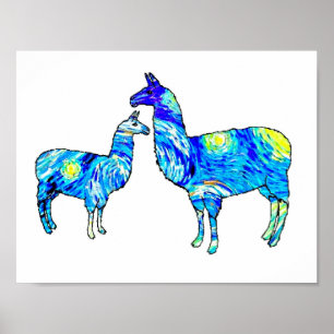 Llama Starry Natt, Van Gogh, Poster