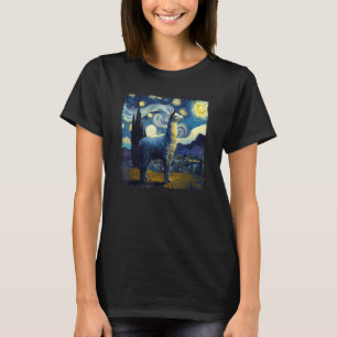 Llama Starry Night Van Gogh Painting Art Konstig A T Shirt