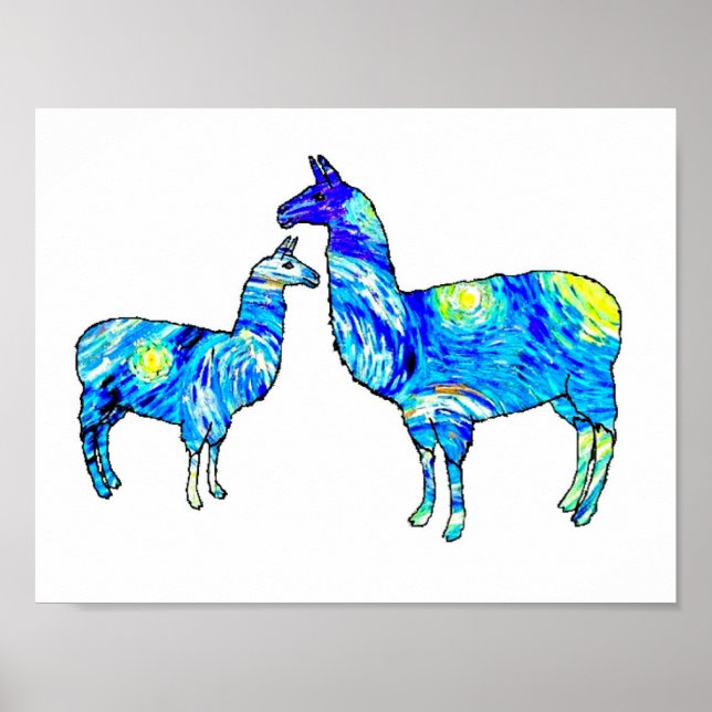 Llama Starry Night, Van Gogh, Poster (Framsidan)