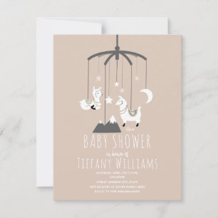 Llama Stars Rosa Baby Shower Inbjudningar