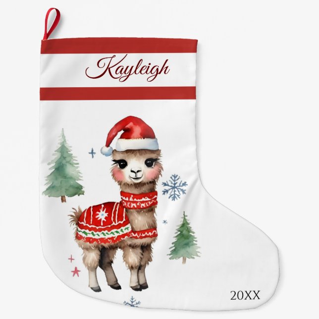 Llama Sweater Large Jul Stock Stor Julstrumpa (Framsidan)