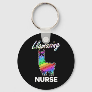 Llama T Shirt Llamazing Nurse Medical Rainbow Cool Nyckelring