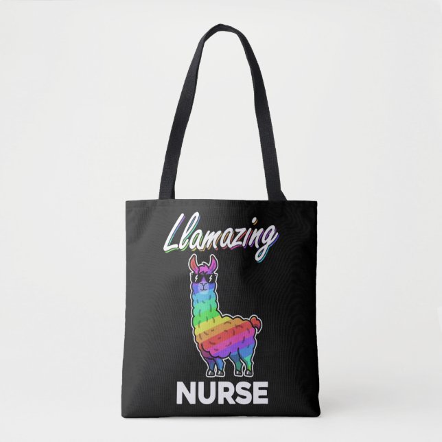 Llama T Shirt Llamazing Nurse Medical Rainbow Cool Tygkasse (Framsida)