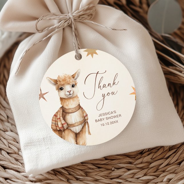 Llama Tack Baby Shower Gåvor Etiketter (Skapare uppladdad)