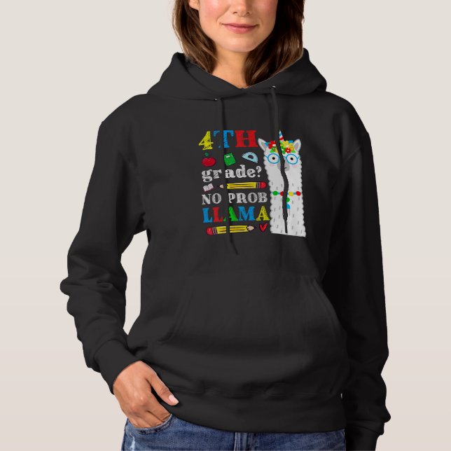 Llama Teacher 4th Klass No Prob Llama Fjärde Klass T Shirt (Framsida)