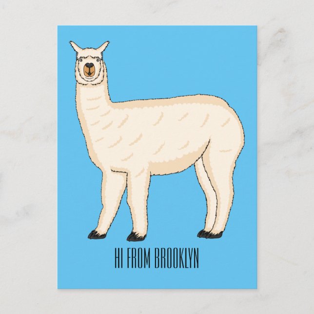 Llama-tecknad Vykort (Framsida)